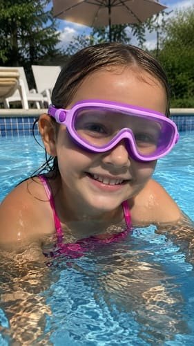 Kind im Pool mit der AquaBlick Schwimmbrille